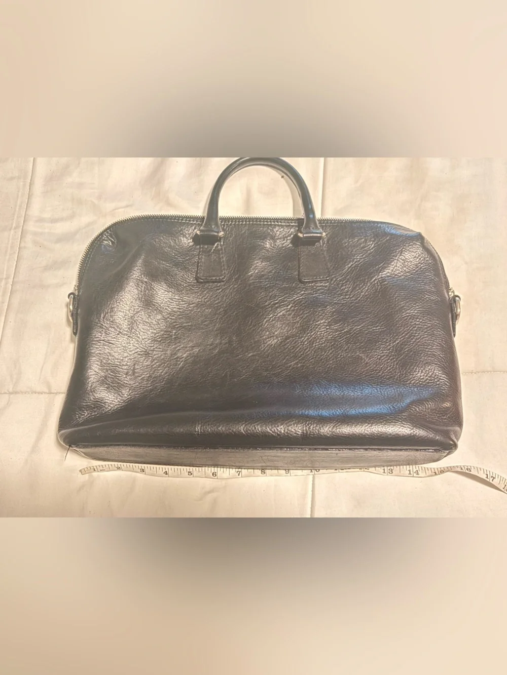 Fratelli Firenze Italian Leather Black Satchel Handbag Vintage Top Handle